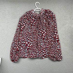 Multicolor crimson and grey blouse